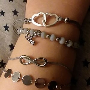 NWT just one love tangle bracelet set gray